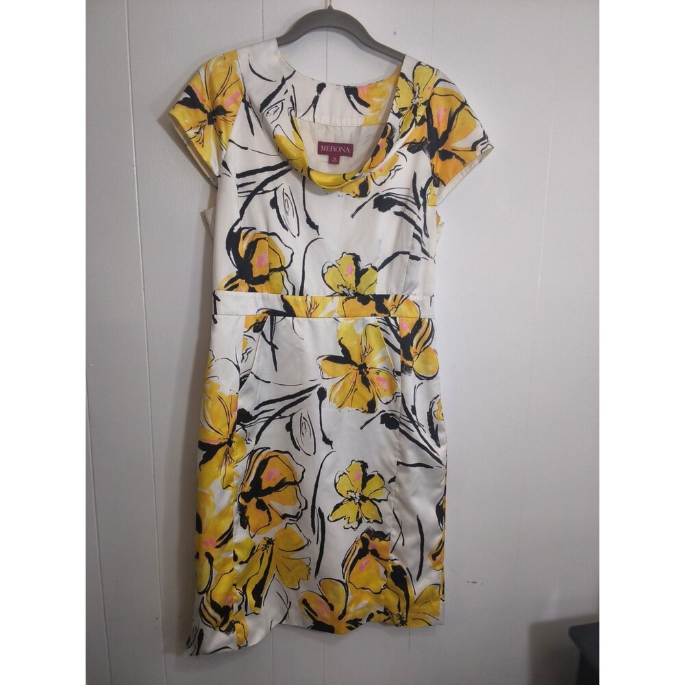 Merona Yellow Print floral short sleeves empire dress